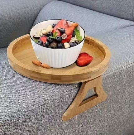 Bamboo Multifunctional Portable Tray | Foldable Sofa Armrest Snack & Drink Table