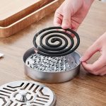 Premium Stainless Steel Mosquito Coil Holder with Lid & Ashtray