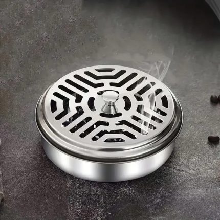 Premium Stainless Steel Mosquito Coil Holder with Lid & Ashtray