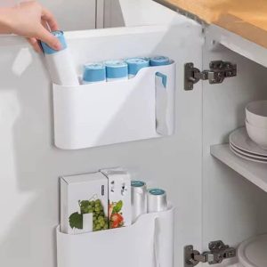 Wall-Mounted Garbage Bag Dispenser No-Drill Plastic Bag Storage Box