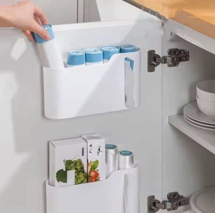 Wall-Mounted Garbage Bag Dispenser No-Drill Plastic Bag Storage Box