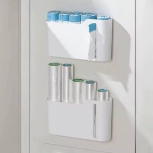Wall-Mounted Garbage Bag Dispenser No-Drill Plastic Bag Storage Box