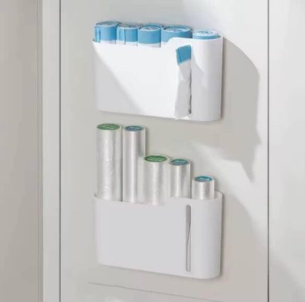Wall-Mounted Garbage Bag Dispenser No-Drill Plastic Bag Storage Box