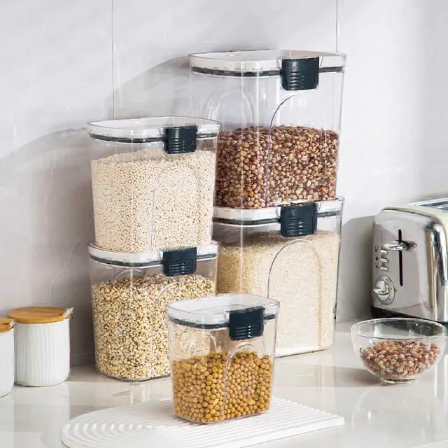 4 Pcs Airtight Food Storage Containers Set – Stackable Kitchen Storage (4.6L, 2.7L, 1.3L, 0.35L)