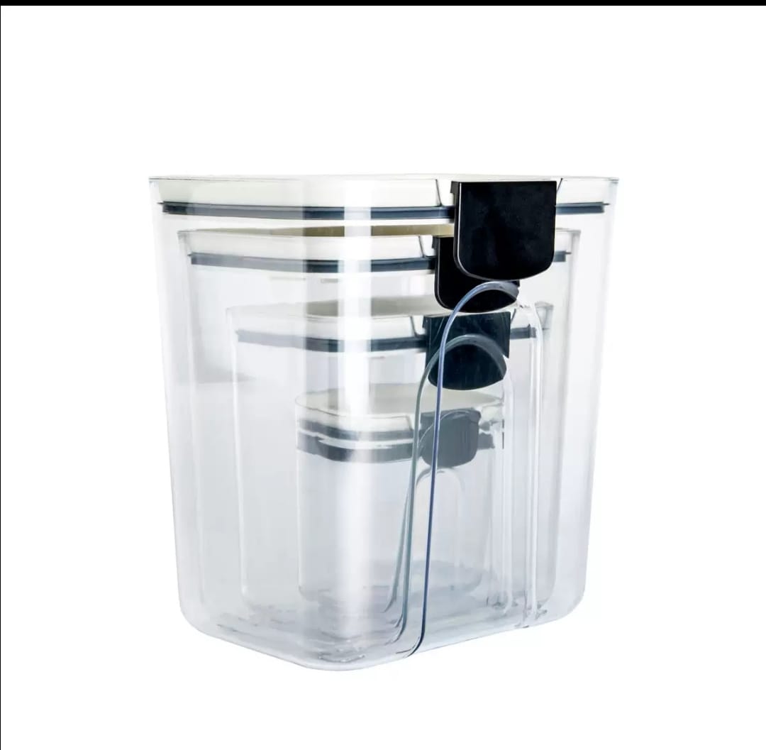 4 Pcs Airtight Food Storage Containers Set – Stackable Kitchen Storage (4.6L, 2.7L, 1.3L, 0.35L)