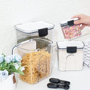 4 Pcs Airtight Food Storage Containers Set – Stackable Kitchen Storage (4.6L, 2.7L, 1.3L, 0.35L)