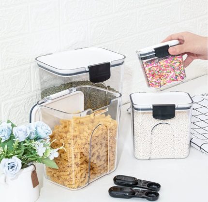 4 Pcs Airtight Food Storage Containers Set – Stackable Kitchen Storage (4.6L, 2.7L, 1.3L, 0.35L)