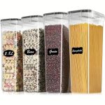 4pcs Airtight Food Storage Containers Set (2800ml Each) with Pantry Labels, Measuring Cups & Pen