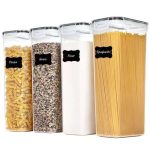 4pcs Airtight Food Storage Containers Set (2800ml Each) with Pantry Labels, Measuring Cups & Pen