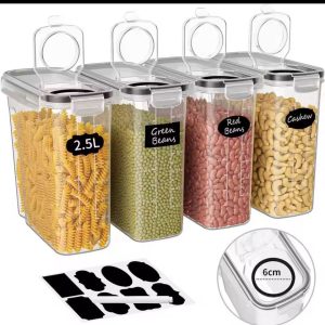 4pc Airtight Food Storage Containers 2.5L with Labels & Pen – Kitchen Storage