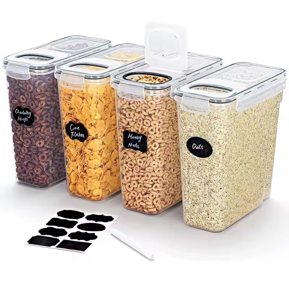 4pc Airtight Food Storage Containers 2.5L with Labels & Pen – Kitchen Storage