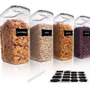 4pc Food Storage Containers 4L Airtight Set with Labels & Pen – Kitchen Storage