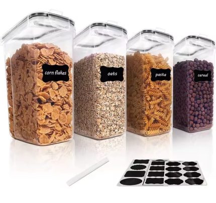 4pc Food Storage Containers 4L Airtight Set with Labels & Pen – Kitchen Storage