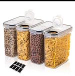 4pc Food Storage Containers 4L Airtight Set with Labels & Pen – Kitchen Storage