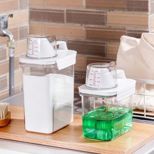 Acrylic Laundry Detergent Storage Container 1800ml Airtight with Measuring Cup