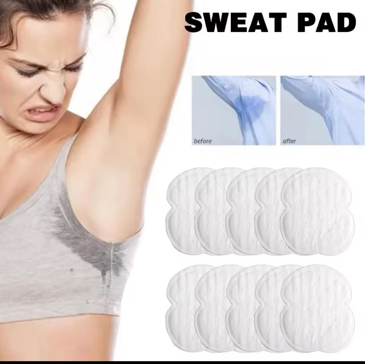 Sweat Absorbent Pads Set of 10 – Disposable Underarm Sweat Pads