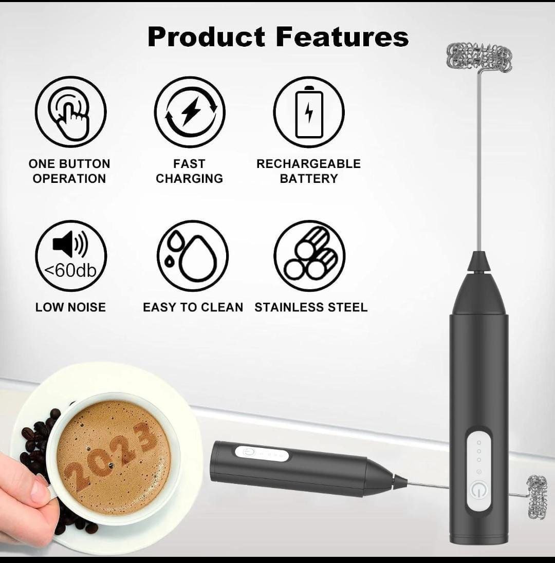 Milk Frother Handheld Coffee Blender & Egg Beater – Cordless Stainless Steel Mini Mixer - Image 6