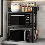 Single Layer Heavy-Duty Adjustable Microwave Stand – Stainless Steel Kitchen Organizer Rack