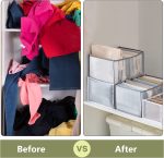 7 Grid Mesh Wardrobe Clothes Organiser – Foldable Drawer Clothes Compartment Storage Box