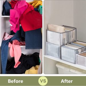 7 Grid Mesh Wardrobe Clothes Organiser – Foldable Drawer Clothes Compartment Storage Box