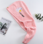 Cartoon Embroidered Dry Hair Towel – Microfiber Quick Dry Hair Turban Cap for Women & Girls