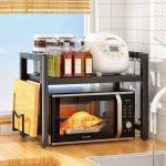 Single Layer Heavy-Duty Adjustable Microwave Stand – Stainless Steel Kitchen Organizer Rack