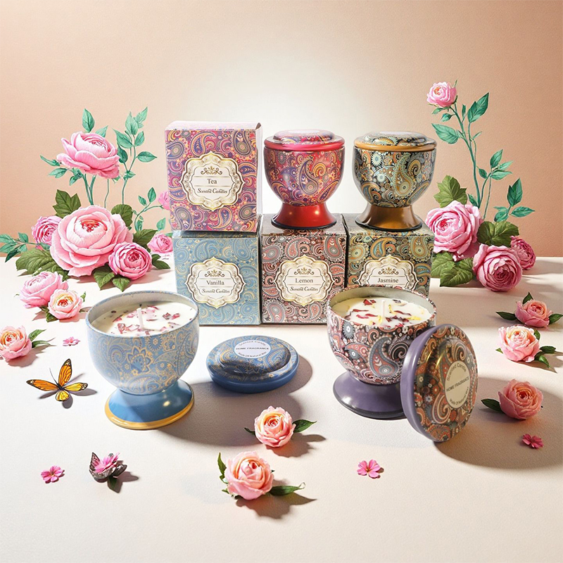 Tin Plate Scented Candles – Vintage Europe Style Handmade Aromatherapy Candle Gift Box Set