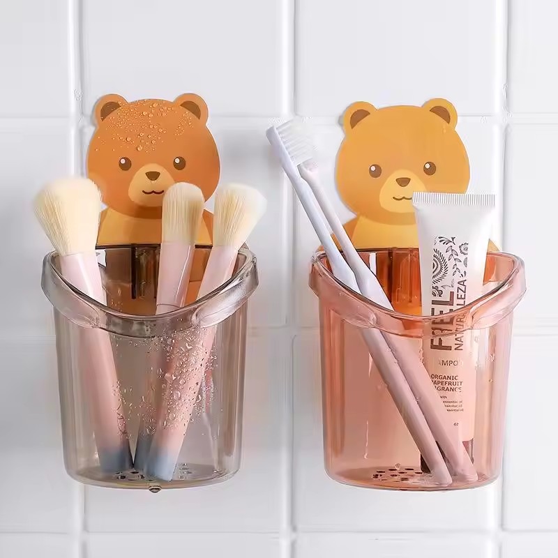 Portable Wall Adhesive Toothbrush Holder with Drainage