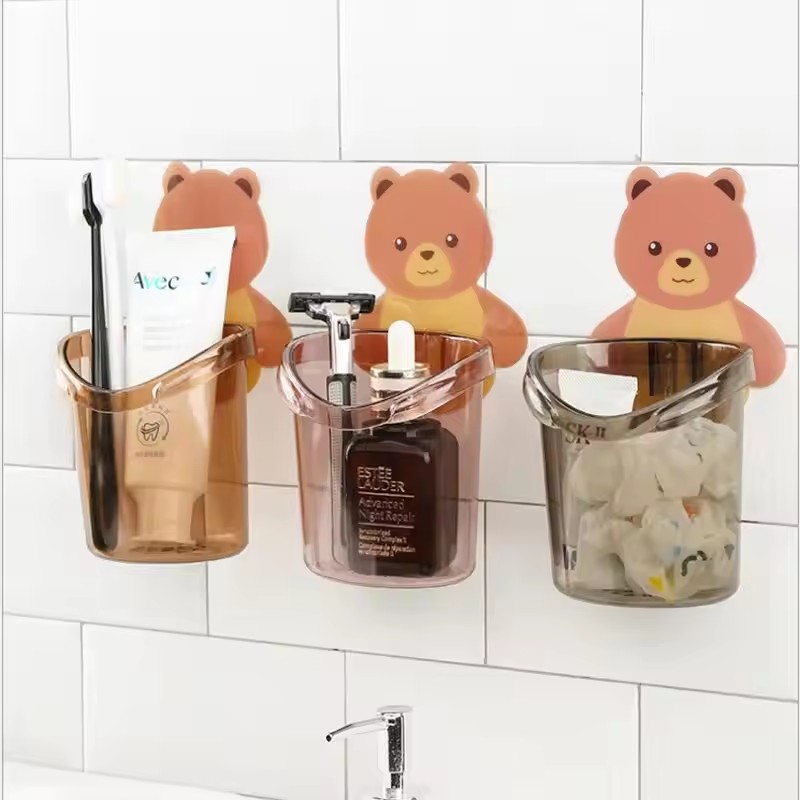 Portable Wall Adhesive Toothbrush Holder with Drainage