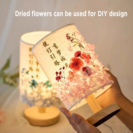 Modern Desk Lamp Shade with Bamboo Base – USB Rechargeable Touch Control Dimmable LED Night Light