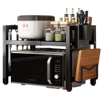 Single Layer Heavy-Duty Adjustable Microwave Stand – Stainless Steel Kitchen Organizer Rack