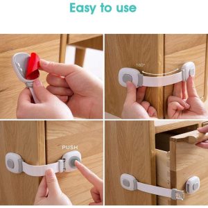 Safety Cabinet Child Locks Latches for Baby Proofing Drawers, Fridge & Toilet Doors