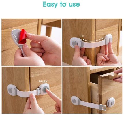 Safety Cabinet Child Locks Latches for Baby Proofing Drawers, Fridge & Toilet Doors