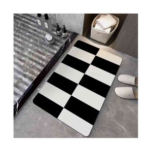 Absorbent Bathroom Mat Rug 50x80cm Rubber Bottom Floral Floor Mat for Bathroom & Kitchen