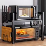 Single Layer Heavy-Duty Adjustable Microwave Stand – Stainless Steel Kitchen Organizer Rack