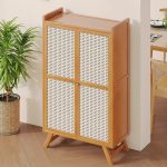 Modern Luxury Nordic Bamboo Shoe Cabinet with Door – Space Saving Shoe Storage Cabinet