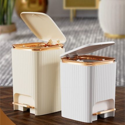 Foot Pedal Dustbin/Trash Can – Hard Plastic Luxury Step Bin for Bathroom, Kitchen & Home Use