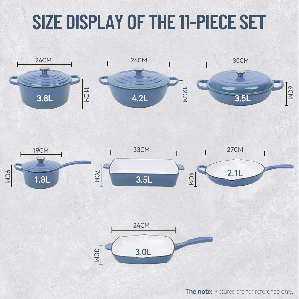 Cast Iron Cookware Set – Multi-Color Enamel Dutch Oven Casserole & Skillet Bakeware Collection