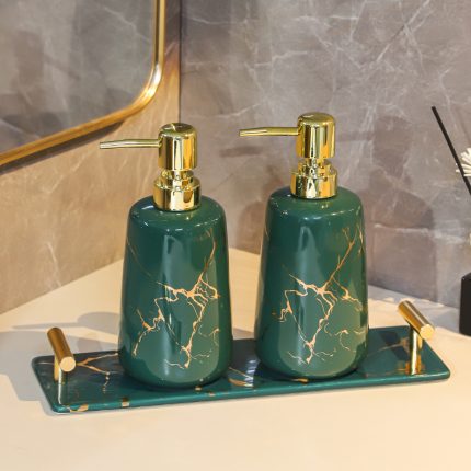 Ceramic Liquid Dispenser for Bathroom & Shower Room – Reusable Durable Soap Bottle