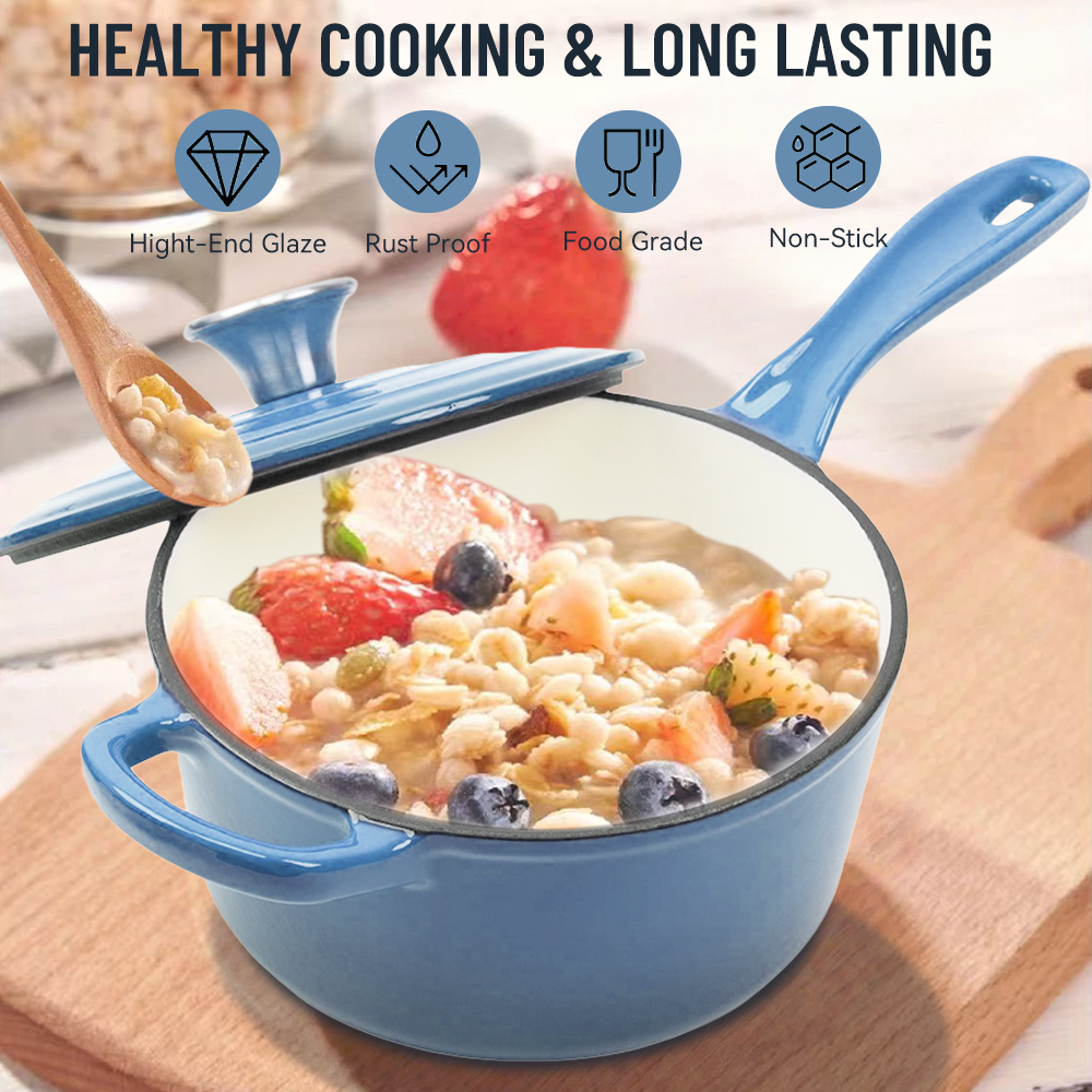 Cast Iron Cookware Set – Multi-Color Enamel Dutch Oven Casserole & Skillet Bakeware Collection