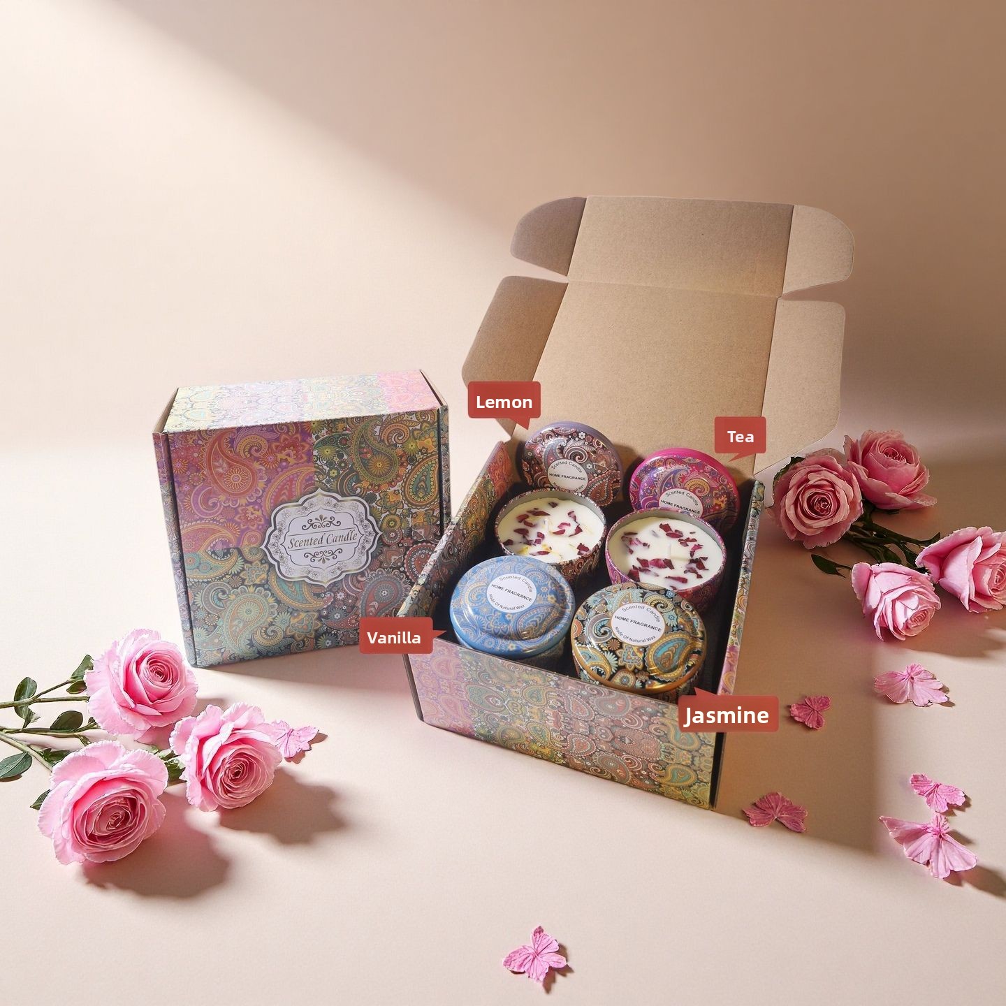 Tin Plate Scented Candles – Vintage Europe Style Handmade Aromatherapy Candle Gift Box Set