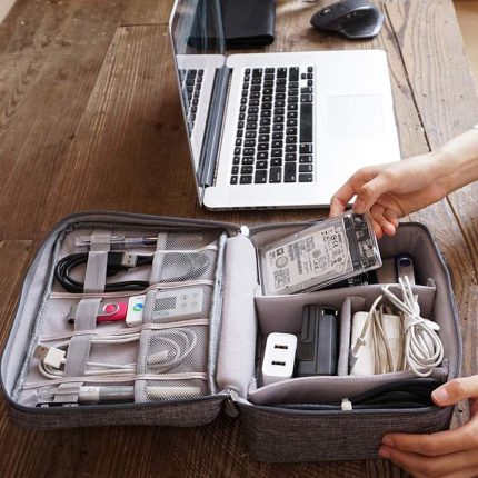 Travel Accessories Cable Charger Storage Bag – Waterproof Double Layer EVA Organizer Pouch