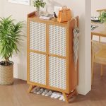 Modern Luxury Nordic Bamboo Shoe Cabinet with Door – Space Saving Shoe Storage Cabinet