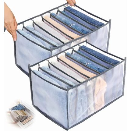 7 Grid Mesh Wardrobe Clothes Organiser – Foldable Drawer Clothes Compartment Storage Box