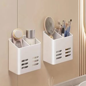 Punch-Free Simple Storage Box Wall Organizer for Bathroom & Makeup Storage