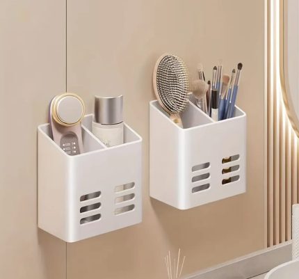 Punch-Free Simple Storage Box Wall Organizer for Bathroom & Makeup Storage