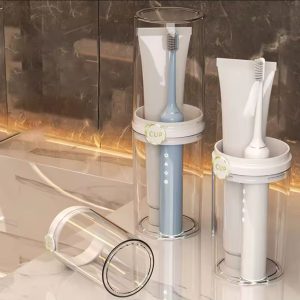 High Quality Bigger Portable Travel Toothbrush Holder Double Cup Design Clear ABS