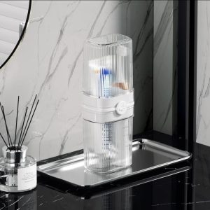 Portable Travel Toothbrush Storage Box – 2-in-1 Toothbrush Holder & Mouthwash Cup for Travel
