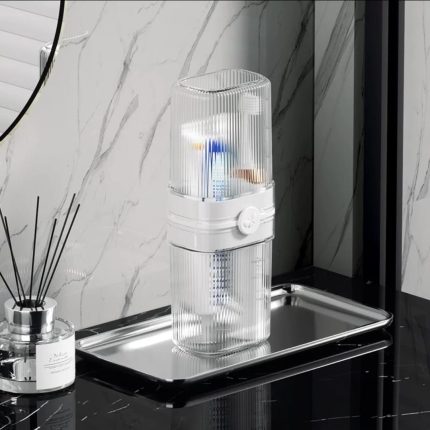 Portable Travel Toothbrush Storage Box – 2-in-1 Toothbrush Holder & Mouthwash Cup for Travel