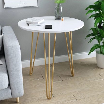 High-End Luxurious and Simple Side Table 50x50 – Modern Sofa & Balcony Tea Table in White and Black